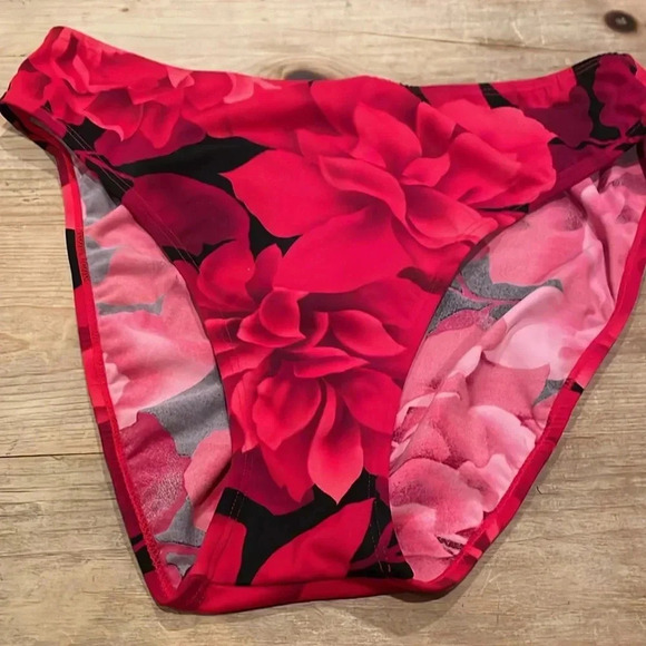 NWT Newport News Retro VTG Polynesian Red/Black floral Bikini Sz 14 - Picture 4 of 11